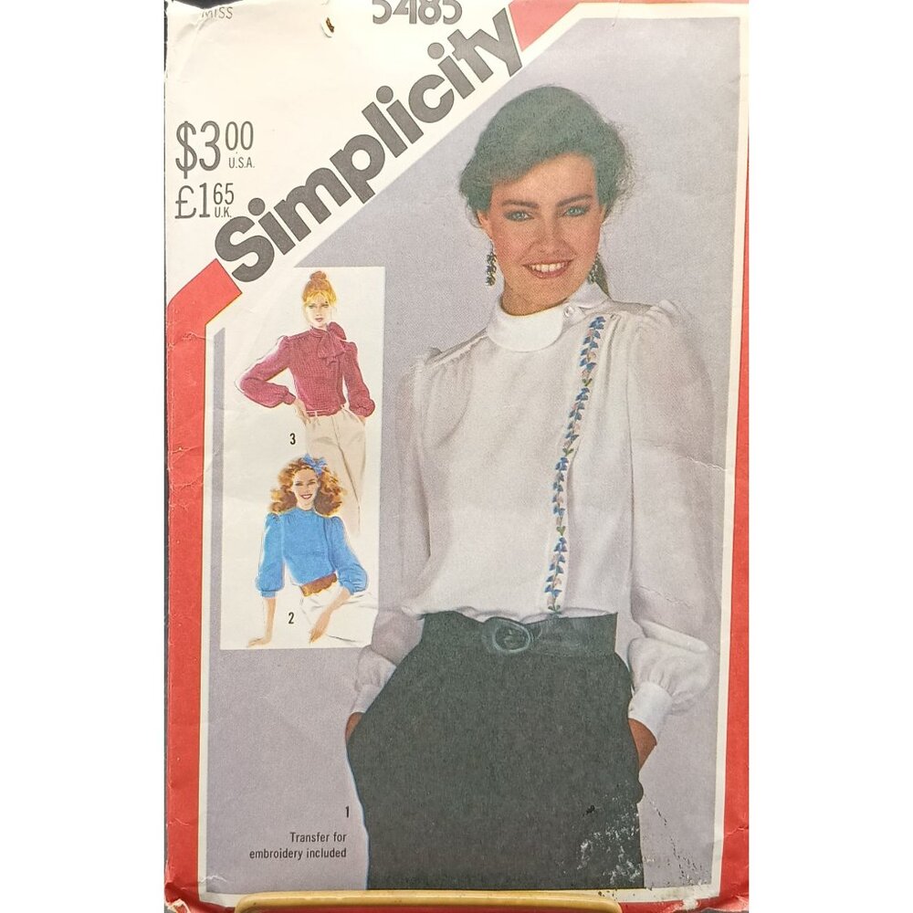 Vintage Simplicity 5485 Misses Asymmetrical Blouse Sewing Pattern Size 12